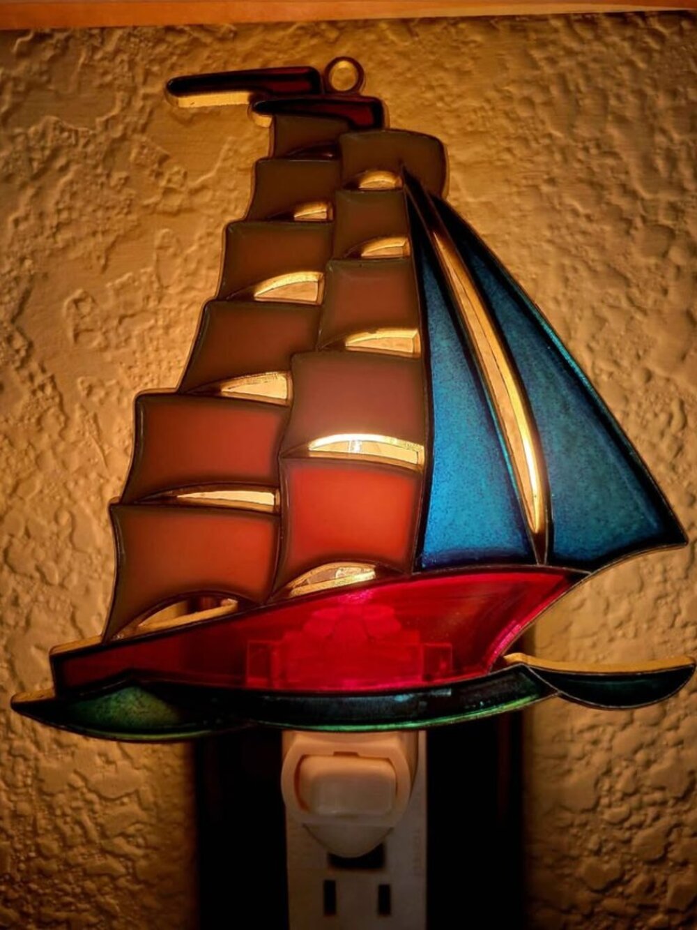 Sailboat-Themed Stained Glass Night Light